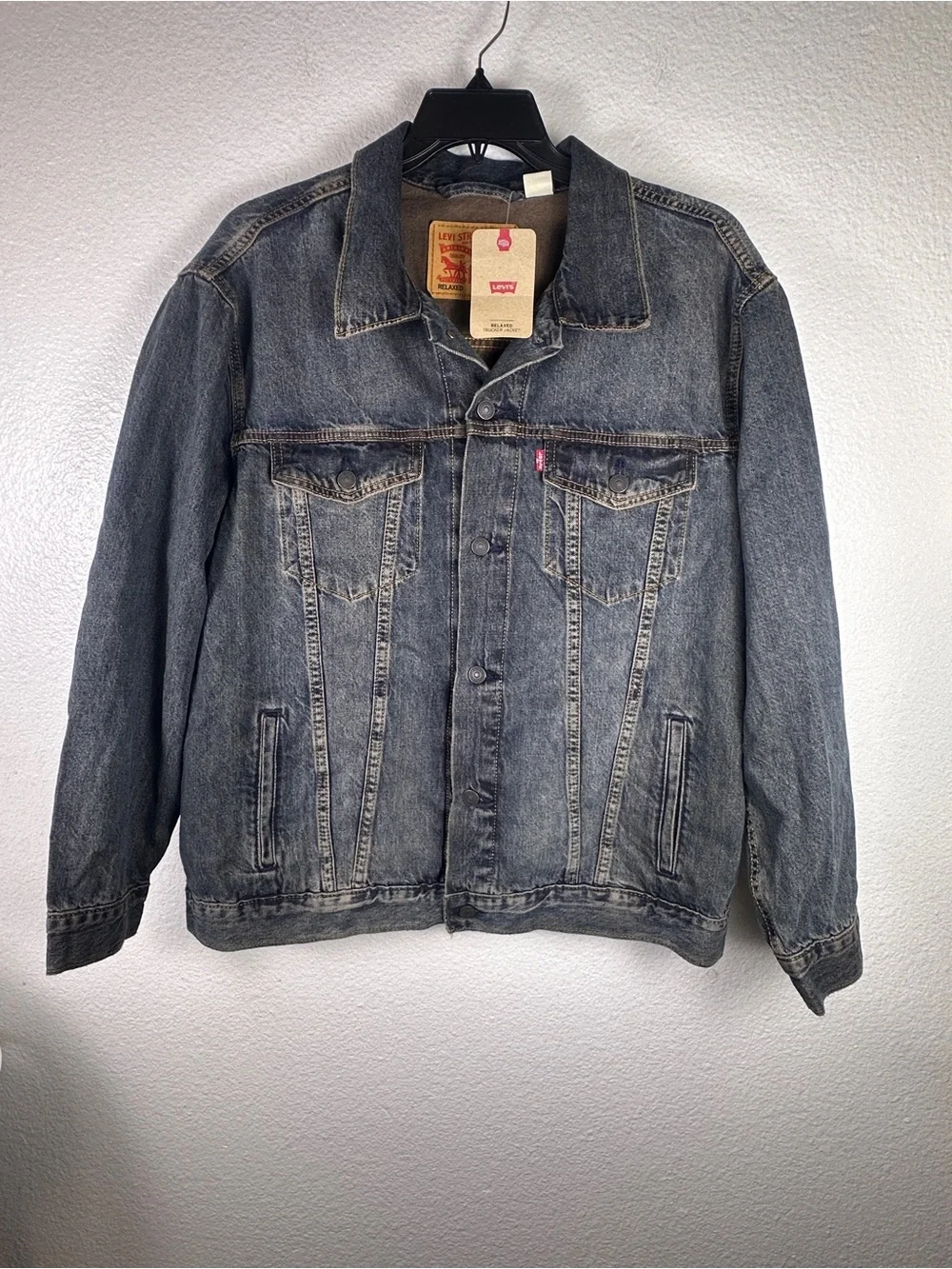 Levi's Men's Gray Relaxed Fit Jean Jacket Button Front Collared Pockets L